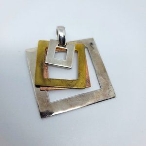 Brass, Copper & Sterling Pendant by RLM Studio
